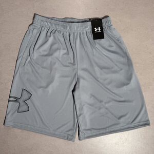 NWT Under Armour UA Tech Graphic Loose Fit Gray Gym Active Shorts Men's Medium